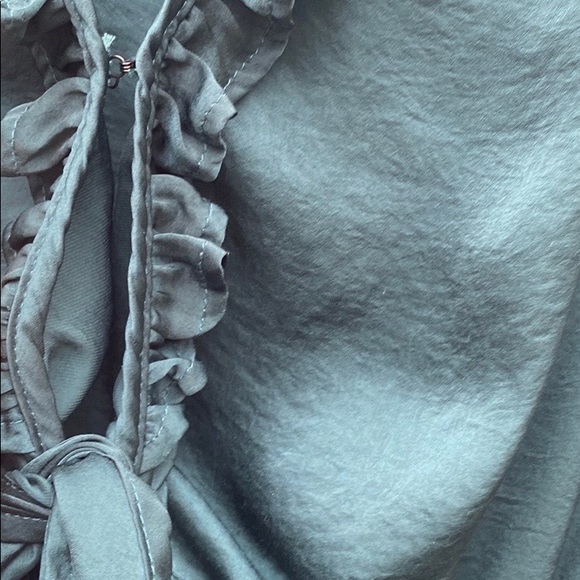 Princess Polly Teal size 10 Randi Satin Tie Front Tiered Fit & Flare Mini Dress - Picture 8 of 9